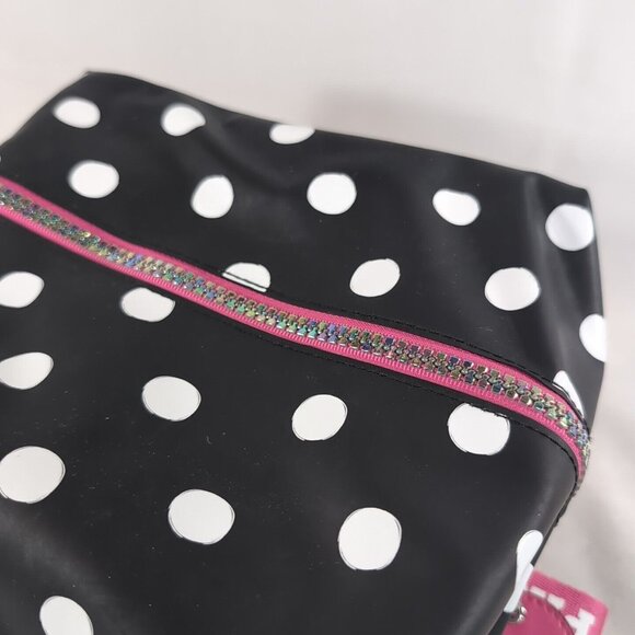 Victorias Secret PINK Loco for Coco Polka Dot Toiletry Cosmetic Bag Travel Black - Picture 7 of 16